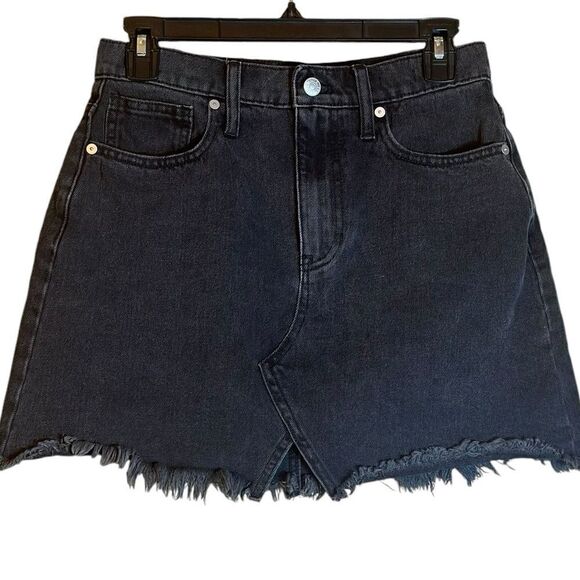 Madewell Black Ridge Denim A-Line Fringe Skirt Size 26 📦 - Picture 7 of 7